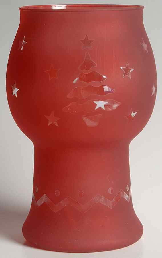 Christmas Heritage Glass Pillar Float Candleholder by Pfaltzgraff-1