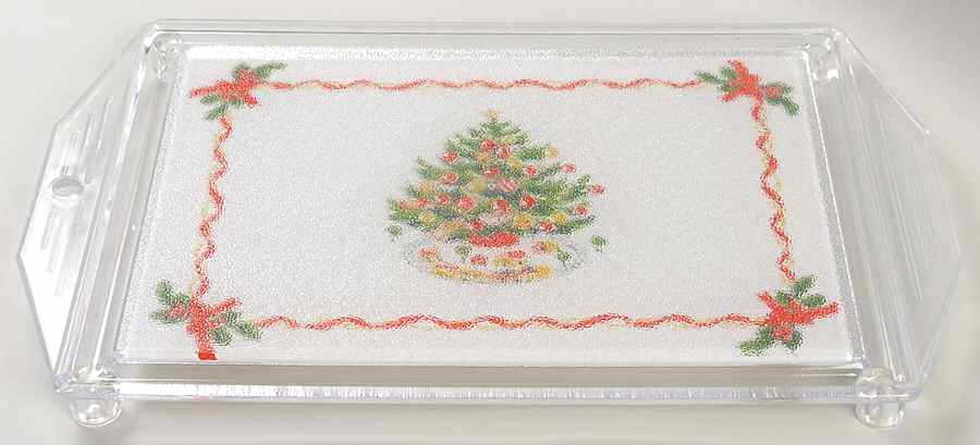 Christmas Heritage 14" Handled Acrylic Rectangular Tray by Pfaltzgraff-1