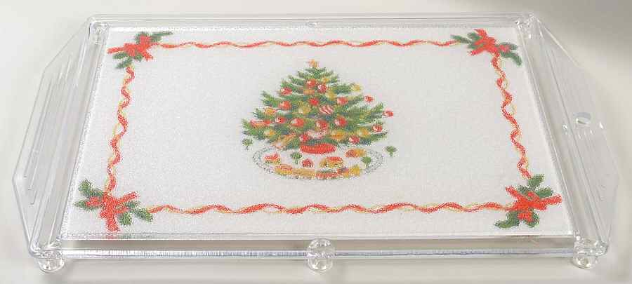 Christmas Heritage 18" Handled Acrylic Rectangular Tray by Pfaltzgraff-1