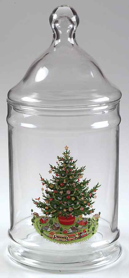 Christmas Heritage Glassware Candy Jar & Lid by Pfaltzgraff-1