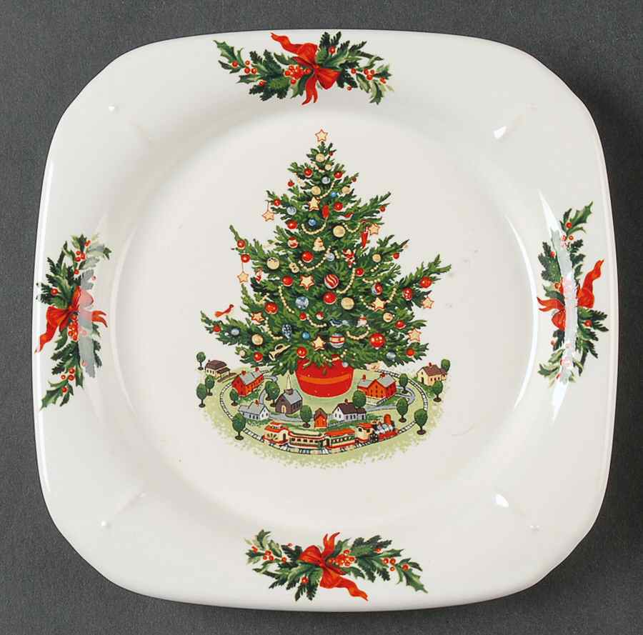 Christmas Heritage Square Candle Plate by Pfaltzgraff-1