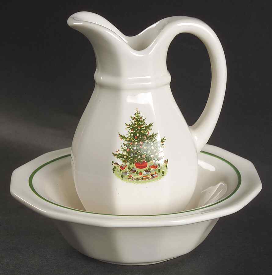 Christmas Heritage Miniature Pitcher and Bowl Set by Pfaltzgraff-1