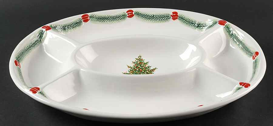 Christmas Heritage 5 Part Oval Divided Server by Pfaltzgraff-1