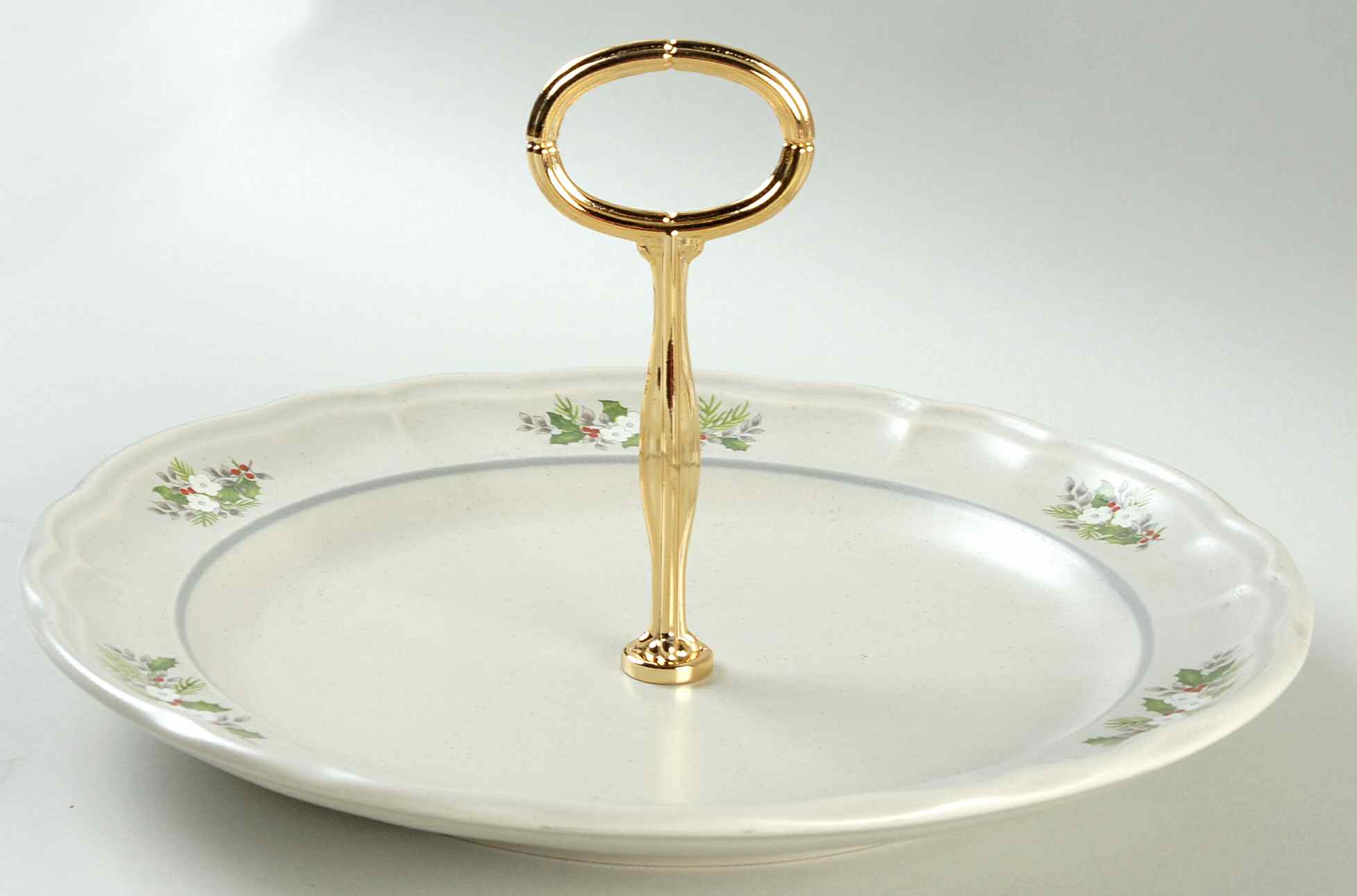 Christmas Heirloom Round Serving Plate with Handle (DP) by Pfaltzgraff-1