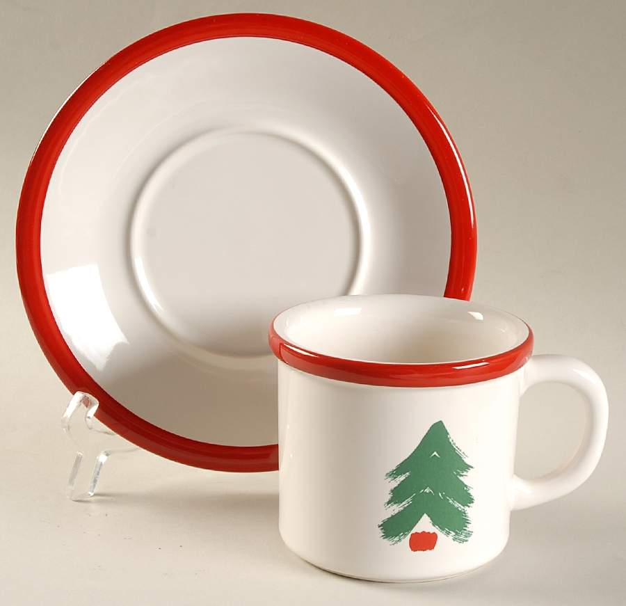 Christmas Flat Cup & Saucer Set by Pfaltzgraff-1
