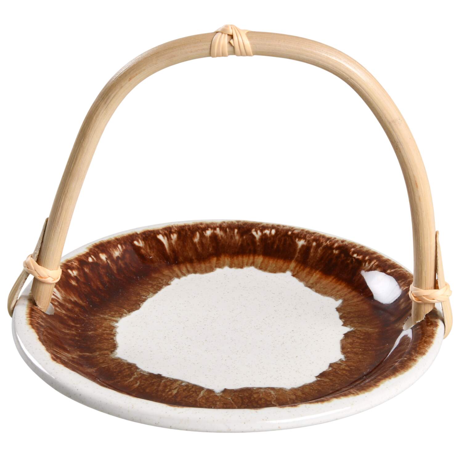 Country Casual 5 3/8"-5 5/8" Bamboo Handled Serving Plate  HC by Pfaltzgraff-1