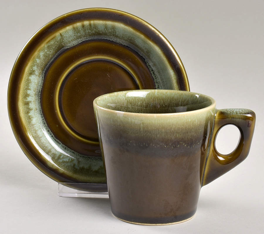 Copper Green Flat Cup & Saucer Set by Pfaltzgraff-1