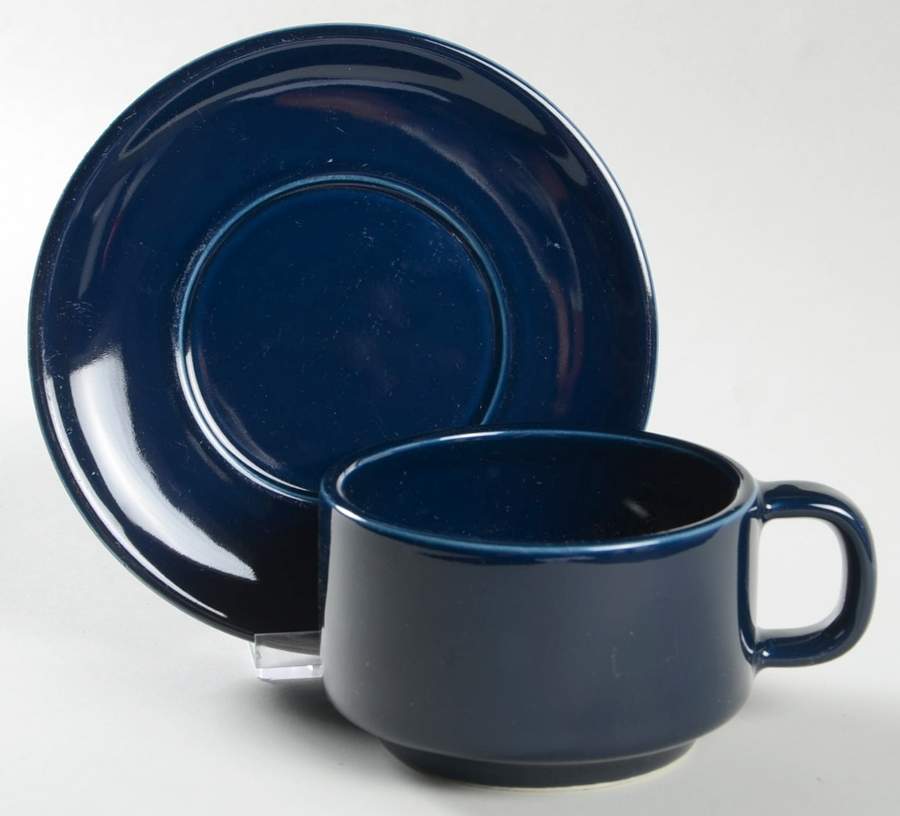 Compatibles Blue Flat Cup & Saucer Set by Pfaltzgraff-1