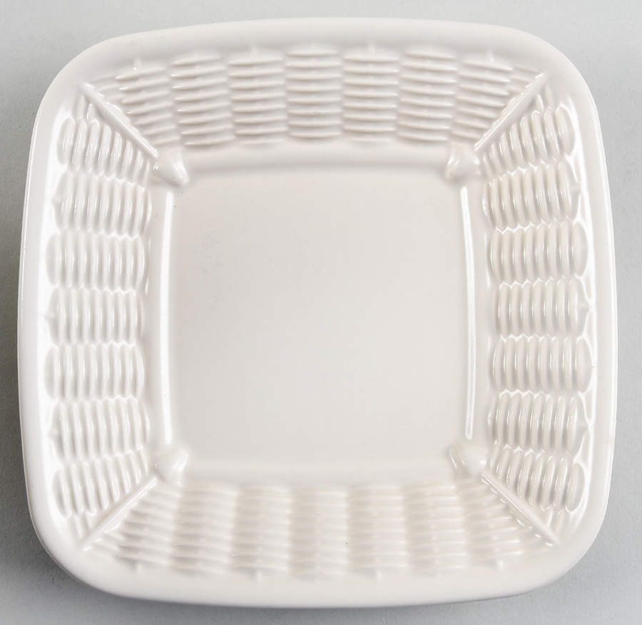 Color Medley Buff Matte Open Candy Dish with Wicker Trim by Pfaltzgraff-1