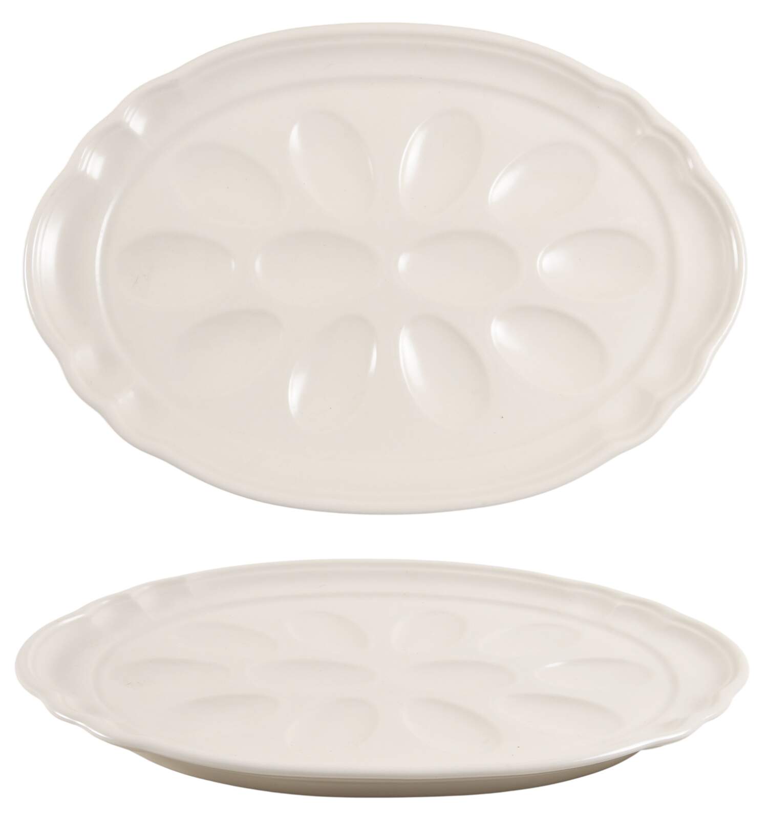 Color Medley Buff Matte Deviled Egg Plate by Pfaltzgraff-1