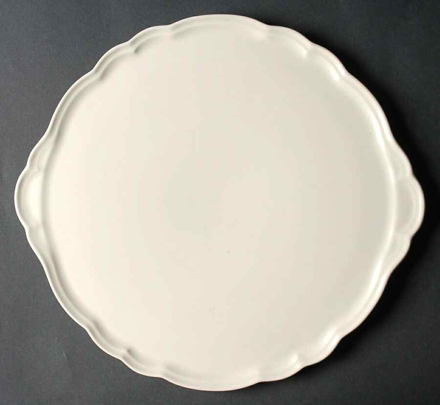 Color Medley Buff Matte Handled Cake Plate by Pfaltzgraff-1