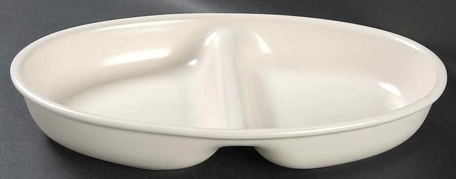 Color Medley Buff Matte 12" Oval Divided Vegetable Bowl by Pfaltzgraff-1