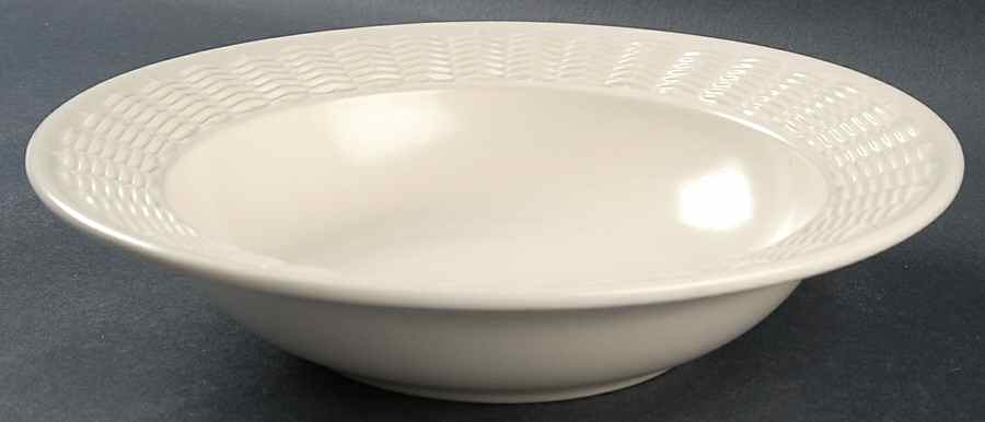 Color Medley Buff Matte Large Bowl with Wicker Trim by Pfaltzgraff-1