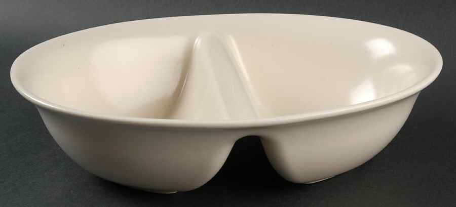 Color Medley Buff Matte 10" Oval Divided Vegetable Bowl by Pfaltzgraff-1