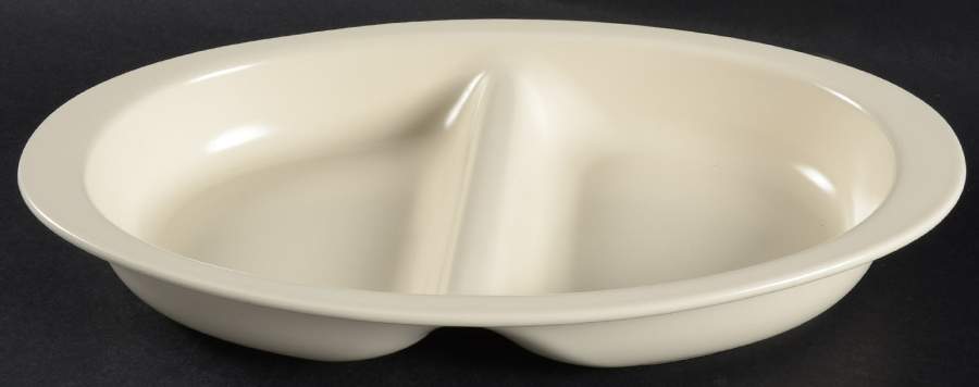 Color Medley Buff Matte 14" Oval Divided Vegetable Bowl by Pfaltzgraff-1