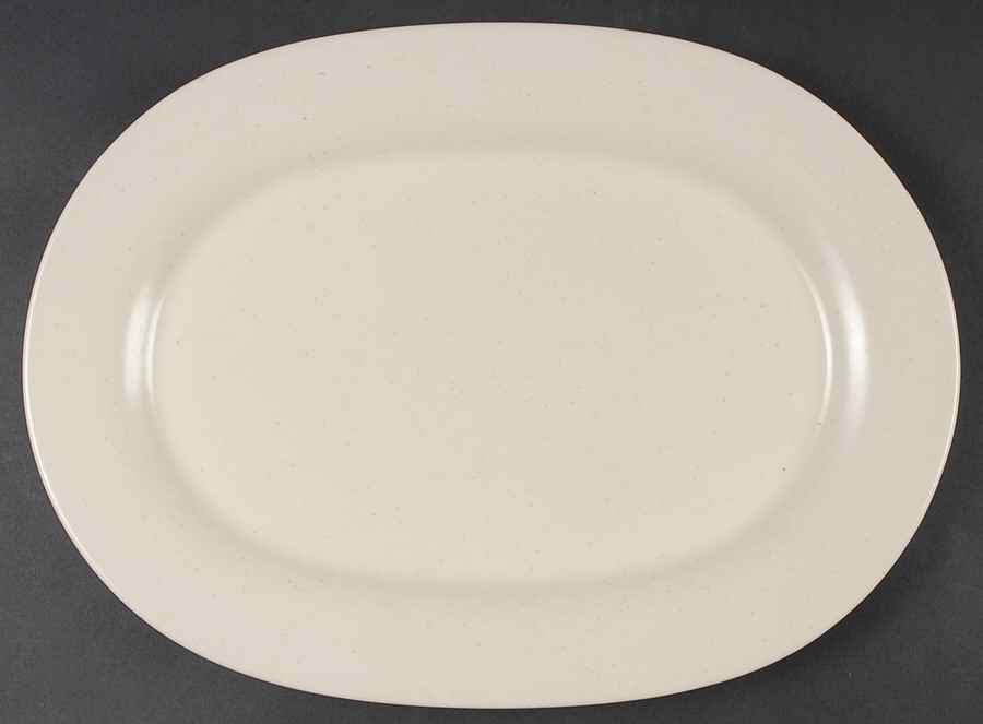 Color Medley Buff Matte 14" Oval Serving Platter by Pfaltzgraff-1