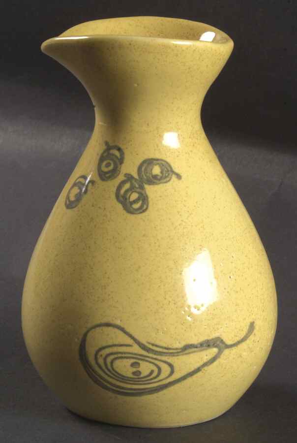 Country Time (Yellow Gray) Oil Or Vinegar Cruet No Stopper by Pfaltzgraff-1