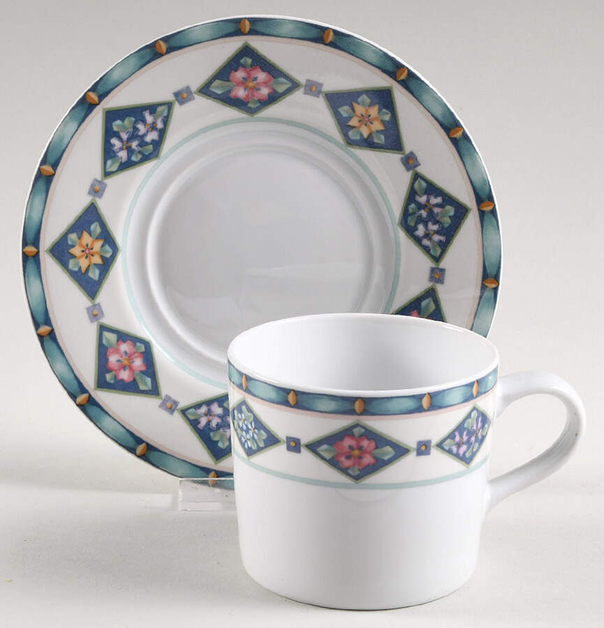 Crystaflora Flat Cup & Saucer Set by Pfaltzgraff-1