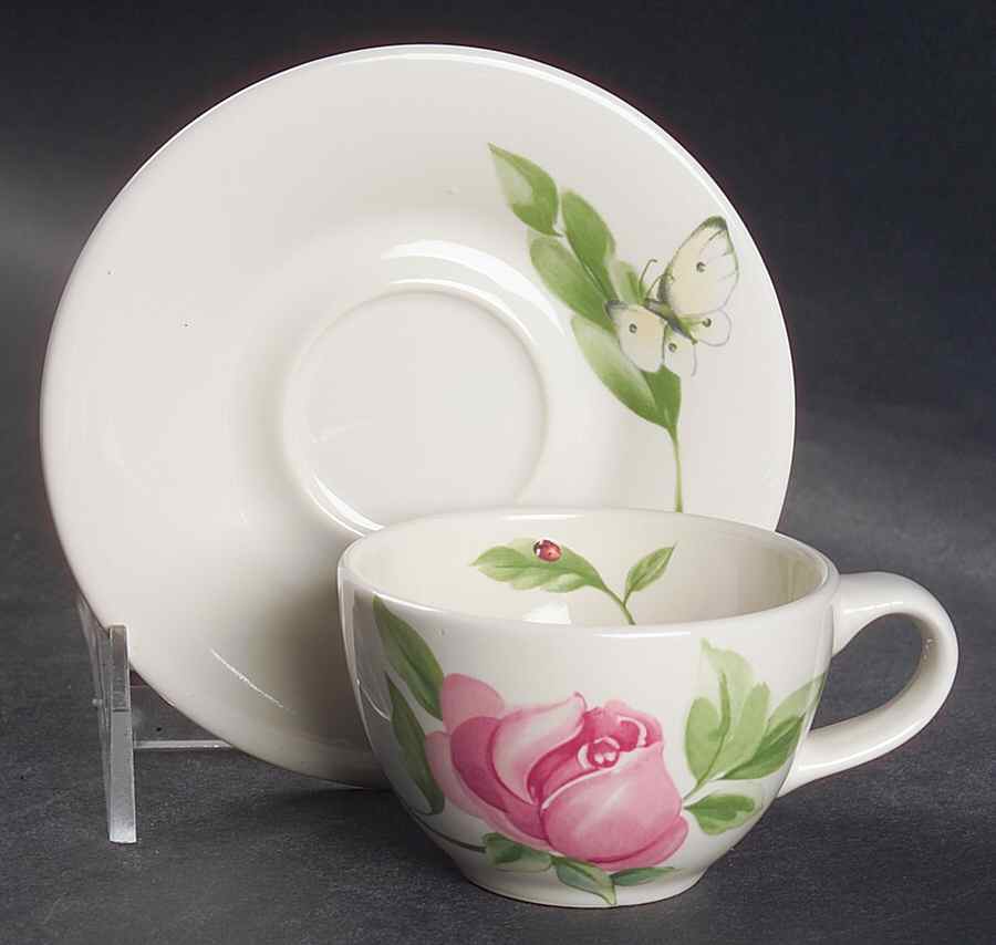 Dahlia Flat Demitasse Cup & Saucer Set by Pfaltzgraff-1