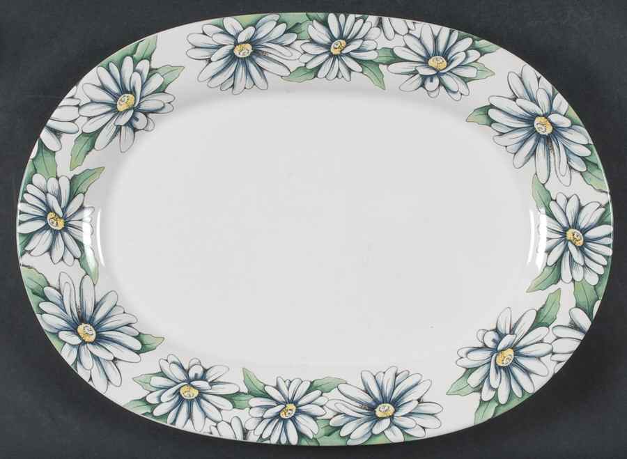 Daisies 14" Oval Serving Platter by Pfaltzgraff-1