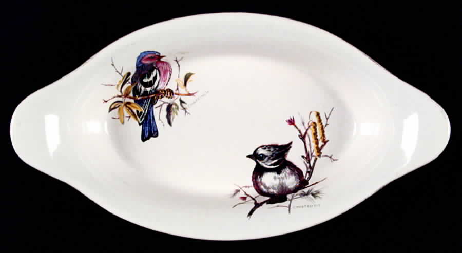 Decorated Bird 11" Augratin by Pfaltzgraff-1