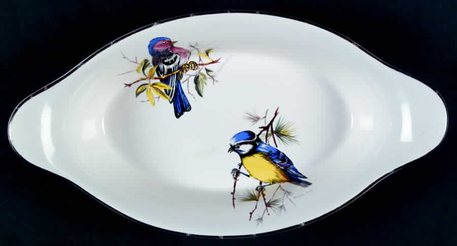 Decorated Bird 9" Augratin by Pfaltzgraff-1