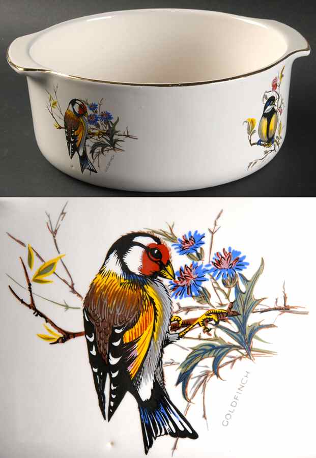 Decorated Bird 1.5 Quart Round Casserole No Lid by Pfaltzgraff-1