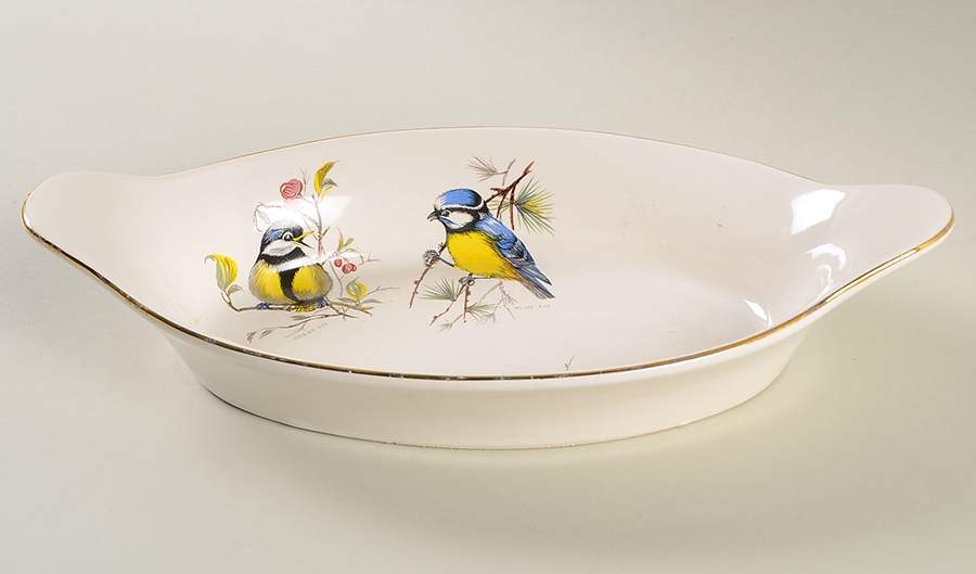 Decorated Bird 11" Augratin by Pfaltzgraff-1
