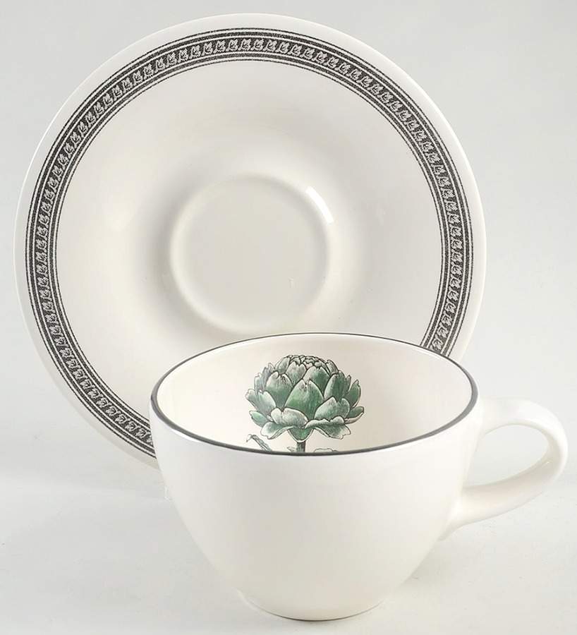 Farmers Market Flat Cup & Saucer Set by Pfaltzgraff-1