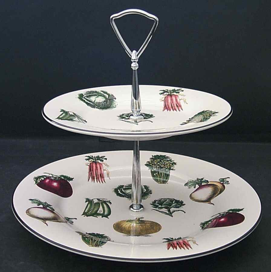 Farmers Market 2 Tiered Serving Tray (Dinner & Salad Plate) by Pfaltzgraff-1
