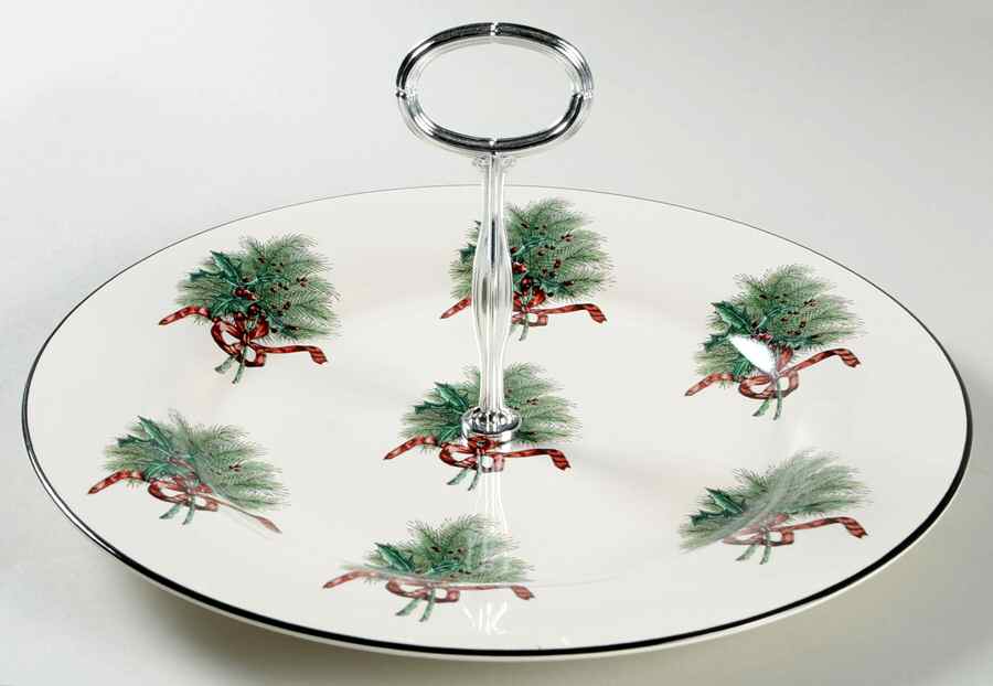 Farmers Market Holiday Greetings Round Serving Plate with Handle (DP) by Pfaltzgraff-1