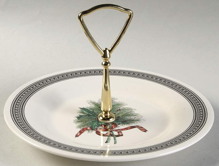 Farmers Market Holiday Greetings Round Serving Plate with Handle (SP) by Pfaltzgraff-1