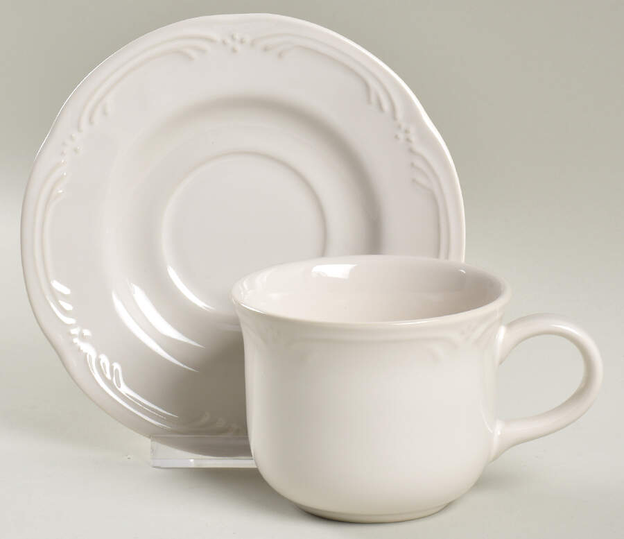Filigree Flat Cup & Saucer Set by Pfaltzgraff-1