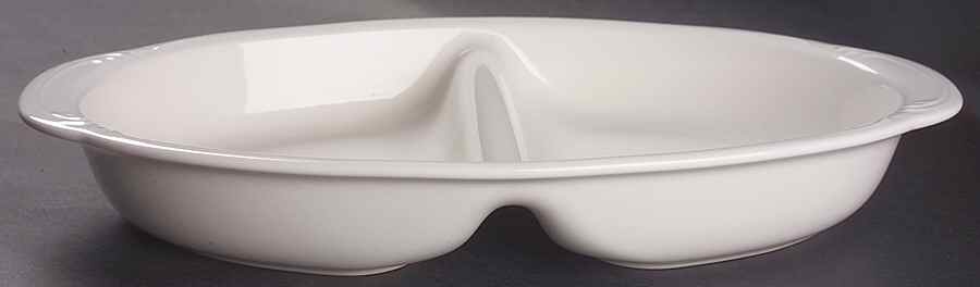 Filigree 14" Oval Divided Vegetable Bowl by Pfaltzgraff-1
