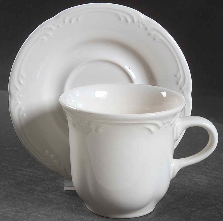 Filigree Flat Cup & Saucer Set by Pfaltzgraff-1