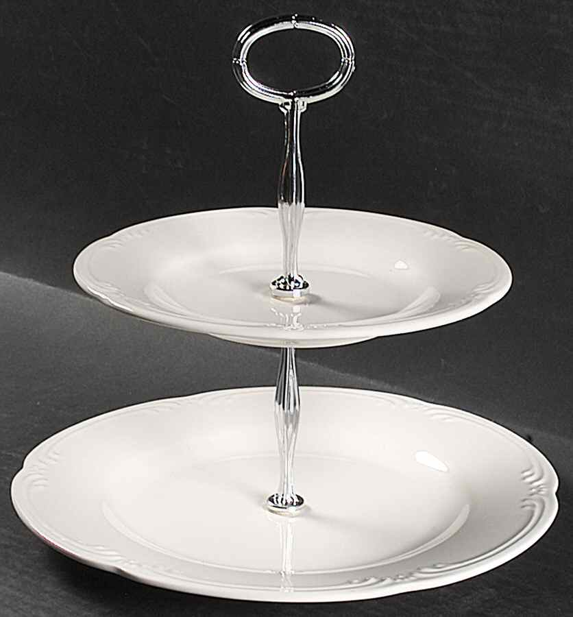 Filigree 6 5/8"-10"  2 Tiered Serving Tray (Dp, Sp) HC by Pfaltzgraff-1