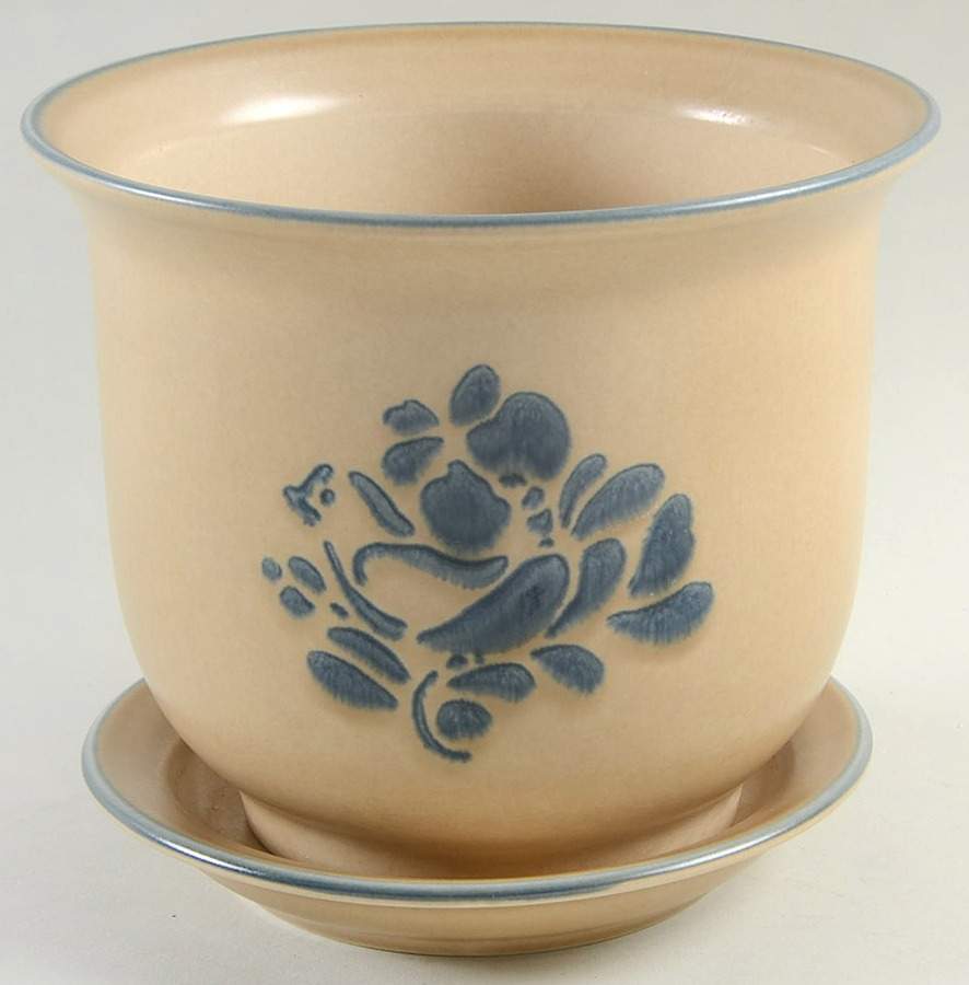 Folk Art 6" Flower Pot & Underplate by Pfaltzgraff-1