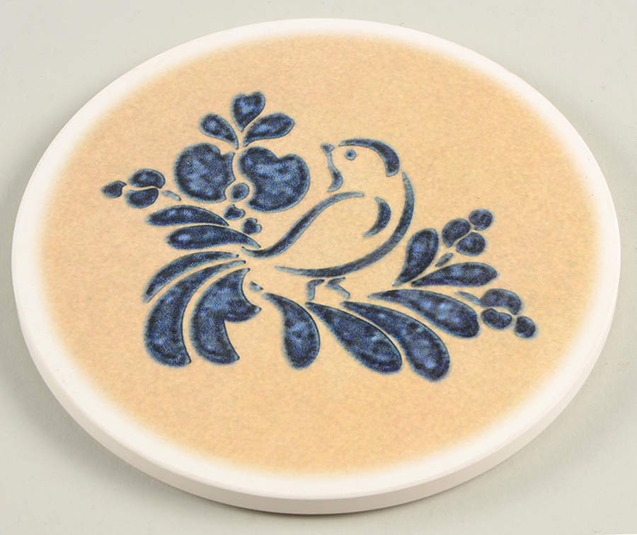 Folk Art Round Stone Cork Back Trivet by Pfaltzgraff-1