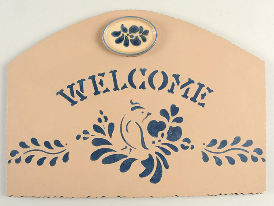 Folk Art "Welcome" Wall Plaque by Pfaltzgraff-1