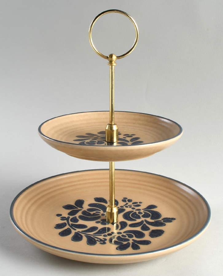 Folk Art 2 Tiered Serving Tray (Dinner & Salad Plate) by Pfaltzgraff-1