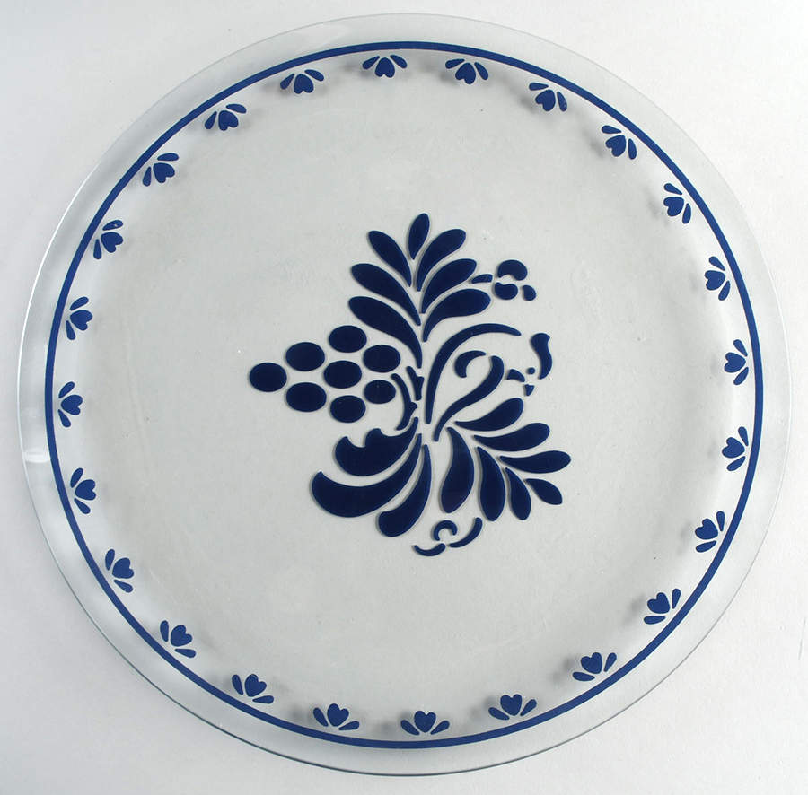 Folk Art Glassware Torte Plate by Pfaltzgraff-1