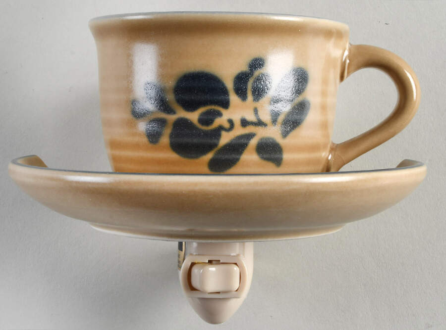 Folk Art 4 3/8"-4 5/8" Night Light/Cup & Saucer HC by Pfaltzgraff-1