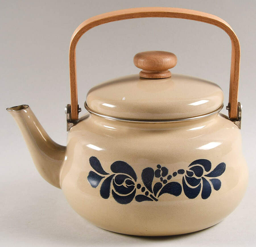 Folk Art Metal Kettle & Lid by Pfaltzgraff-1