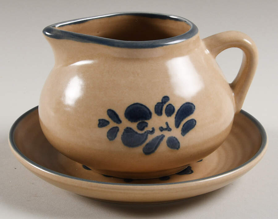 Folk Art Gravy Boat & Underplate by Pfaltzgraff-1