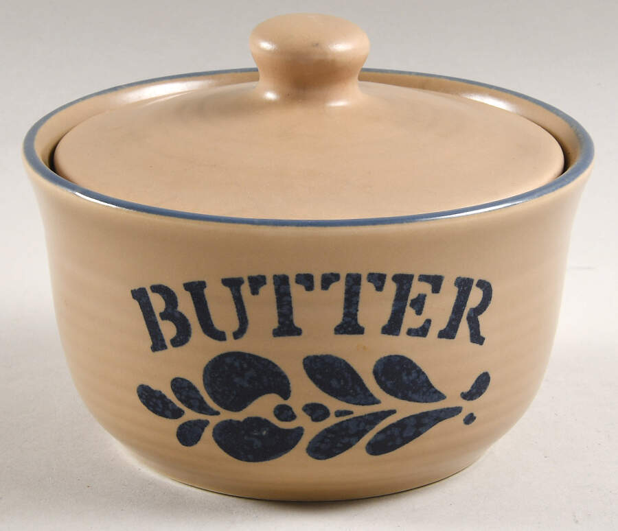 Folk Art Butter Tub & Lid by Pfaltzgraff-1