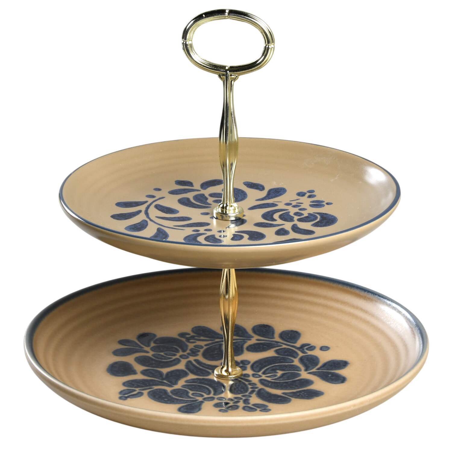 Folk Art 6 5/8"-10"  2 Tiered Serving Tray (Dp, Sp) HC by Pfaltzgraff-1