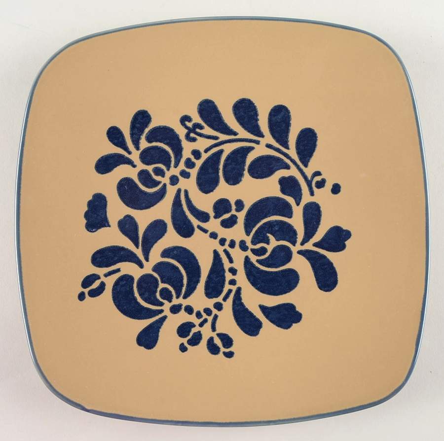 Folk Art Square Dinner Plate by Pfaltzgraff-1