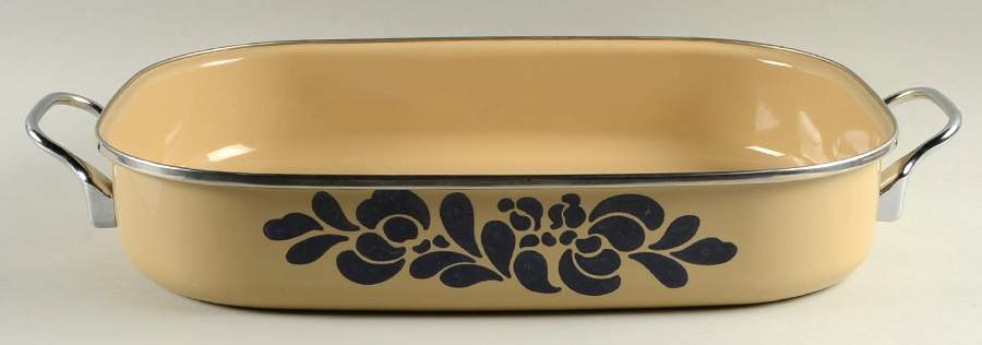Folk Art 16" Metal Rectangular Roaster by Pfaltzgraff-1