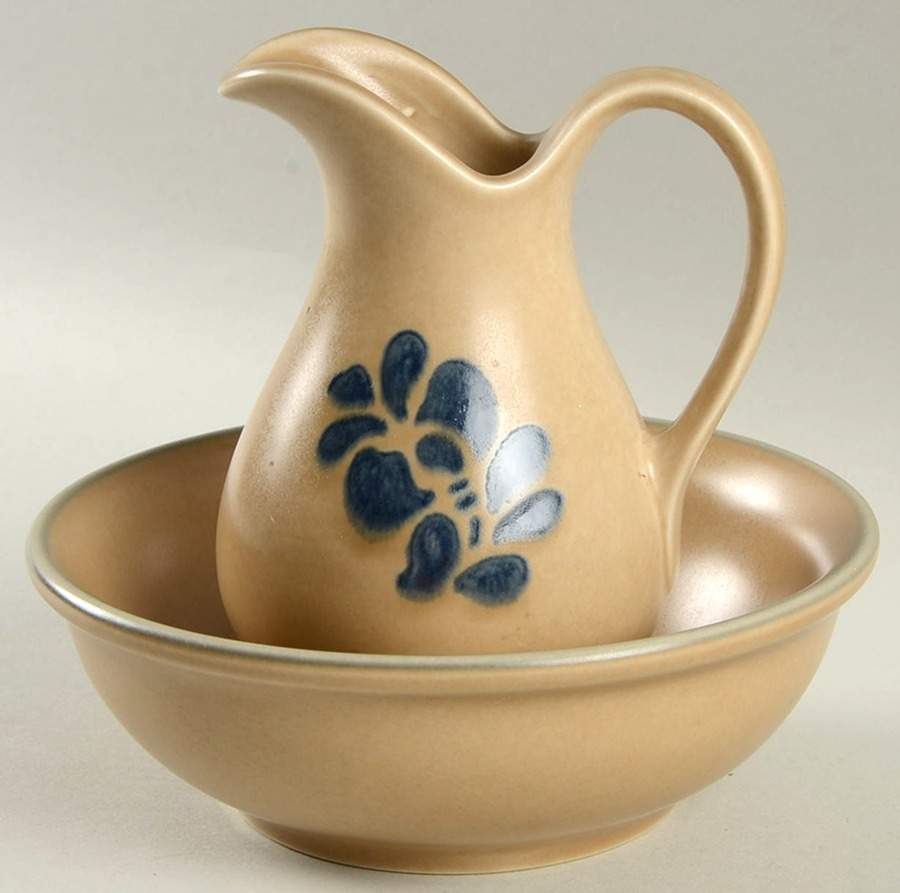 Folk Art Miniature Pitcher and Bowl Set by Pfaltzgraff-1
