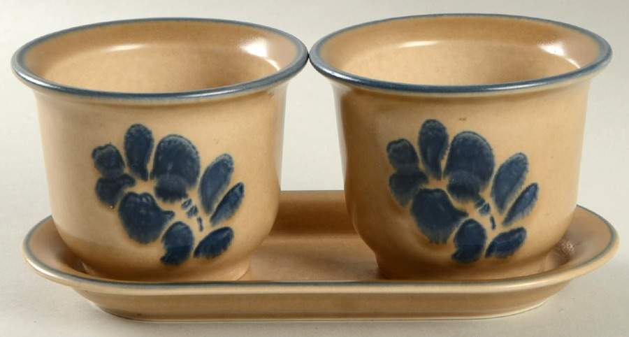 Folk Art Herb Pots W/Tray (2 Pots,1try) by Pfaltzgraff-1